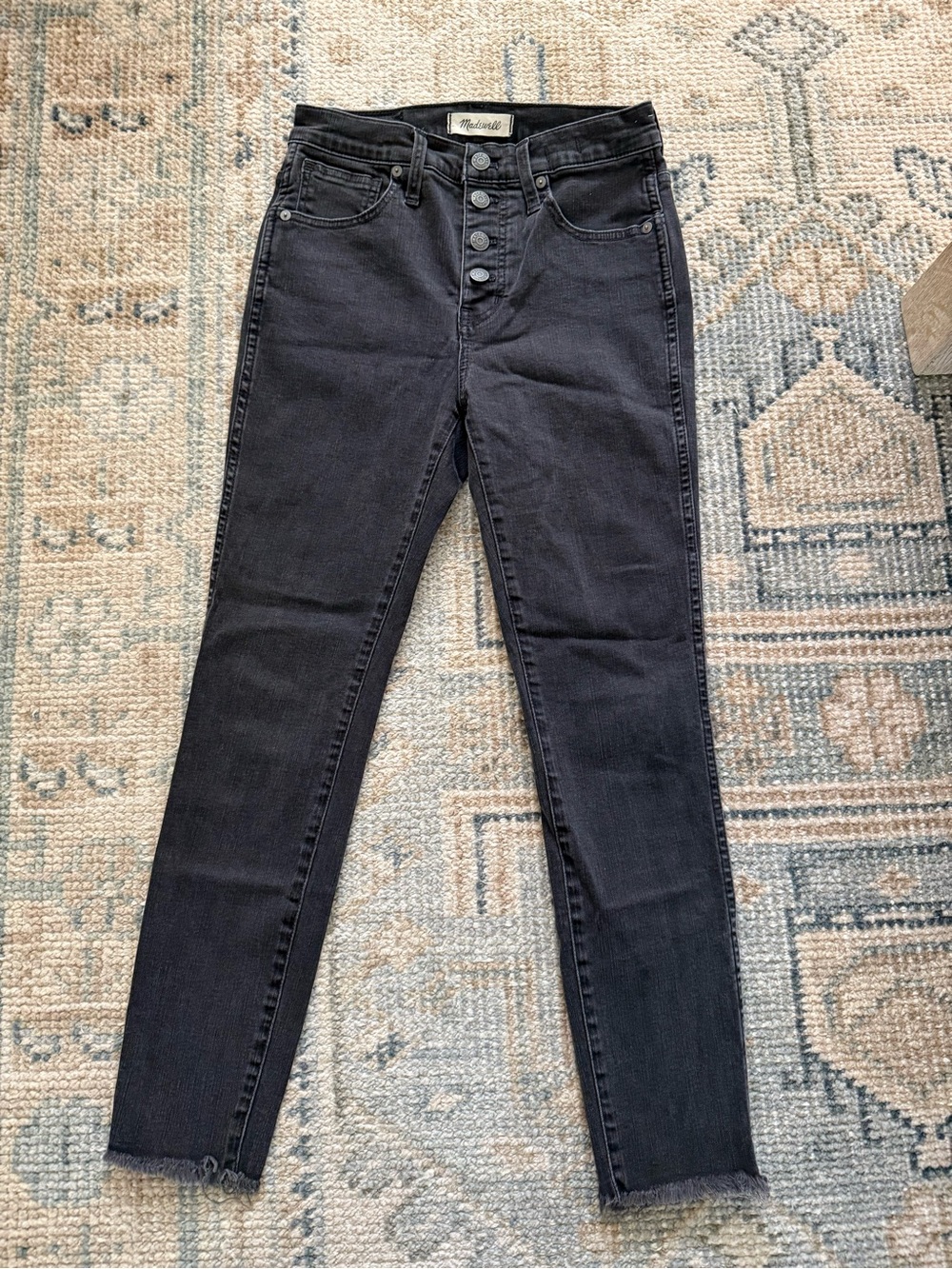 Madewell Washed Black High-Rise Button-Fly Skinny Jeans